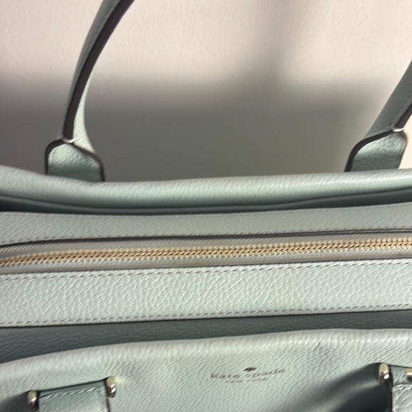 Kate Spade Light Blue‎ Leather Tote w Twilley Large Tote Multiple Compartments - Picture 8 of 13